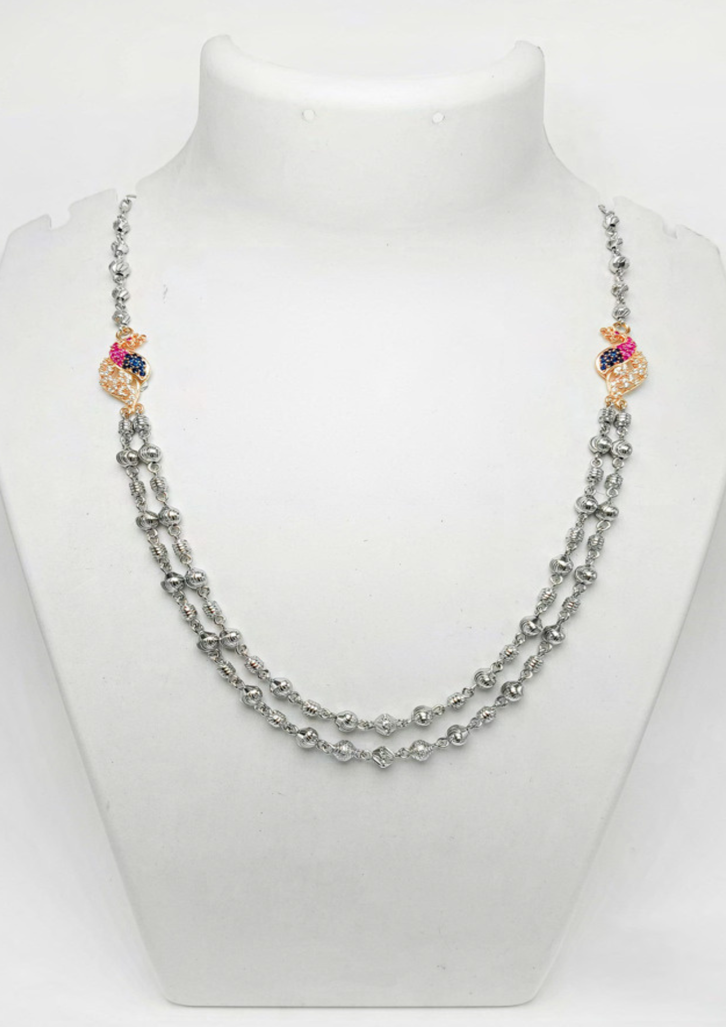 Peacock Mala Twotone – 925 Sterling Silver – 22.70 Grams