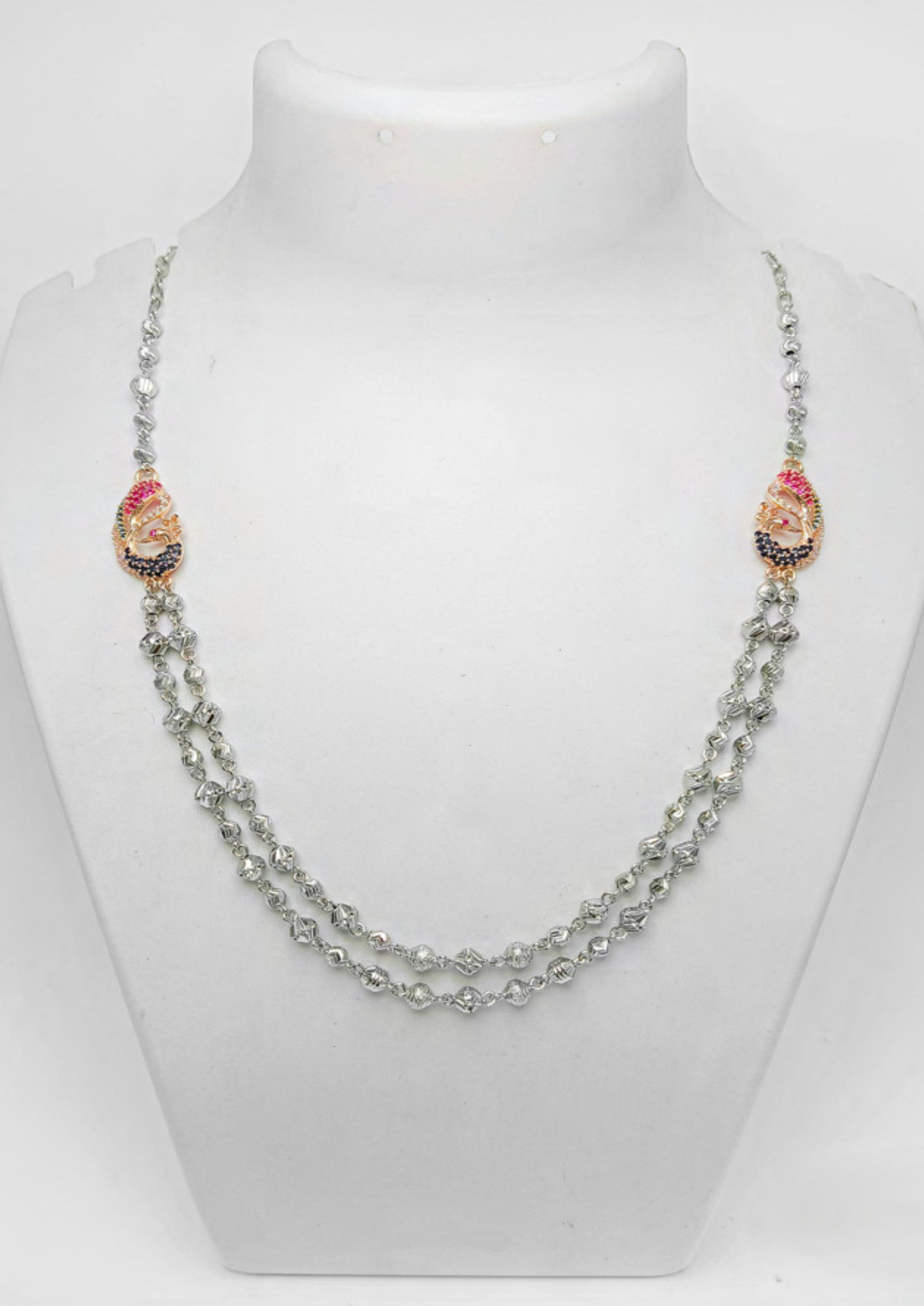 Peacock Mala Twotone – 925 Sterling Silver – 22.05 Grams