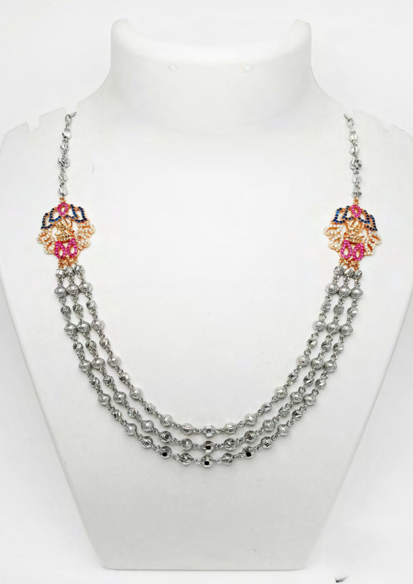 Peacock Mala Twotone – 925 Sterling Silver – 33.05 Grams