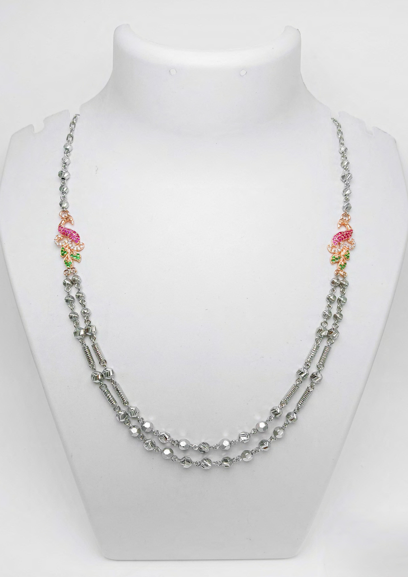 Peacock Mala Twotone – 925 Sterling Silver – 21.27 Grams