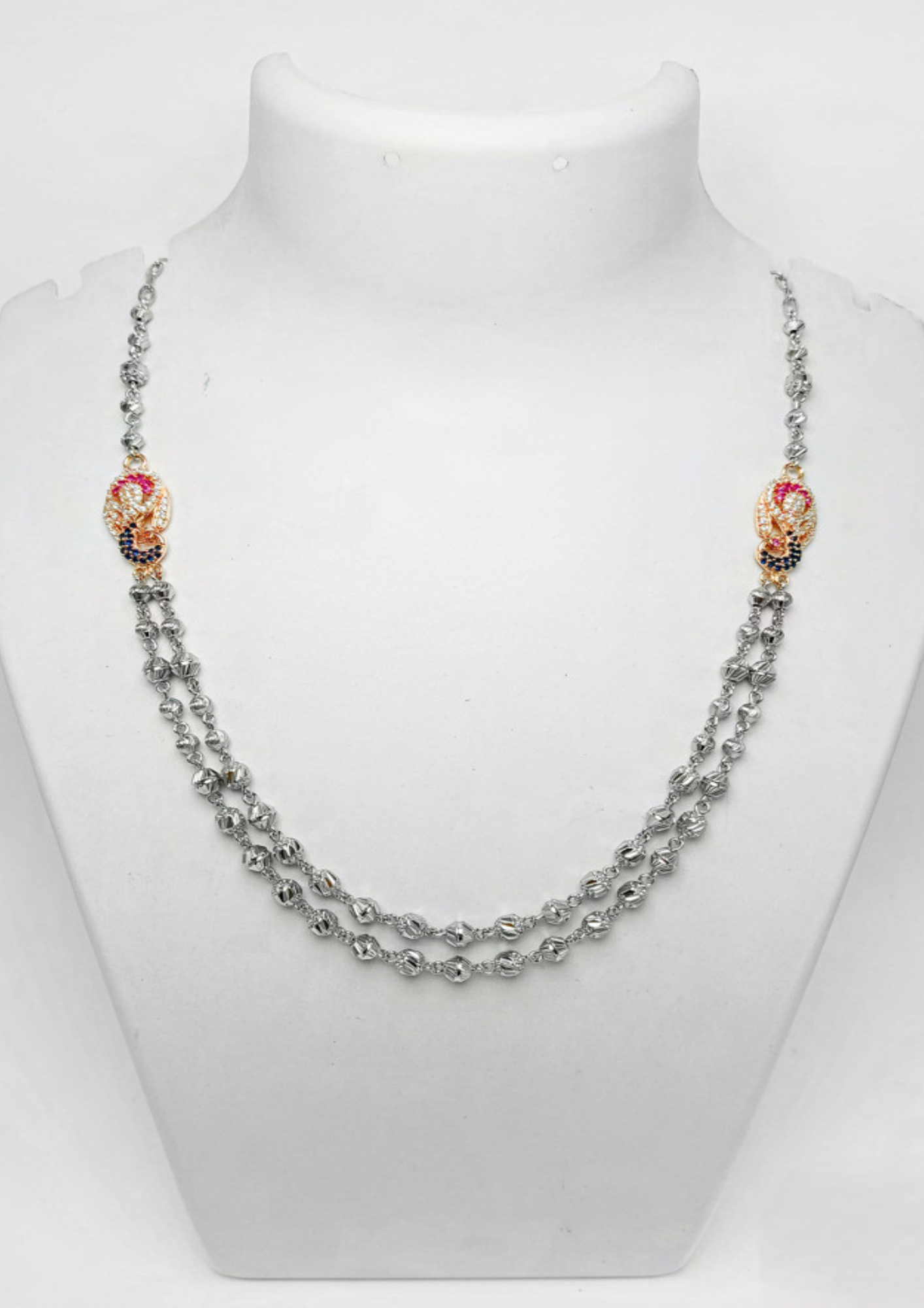 Peacock Mala Twotone – 925 Sterling Silver – 21.98 Grams